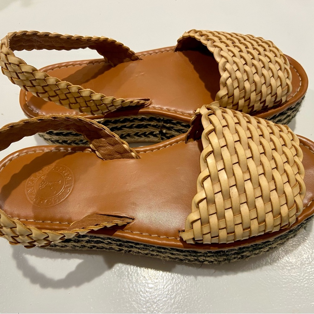 Penelope Chilvers Tan Plaited Leather Espadrille 38